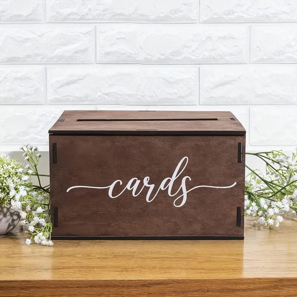 Wedding Card Box - صندوق بطاقات زفاف خشبي جديد مع